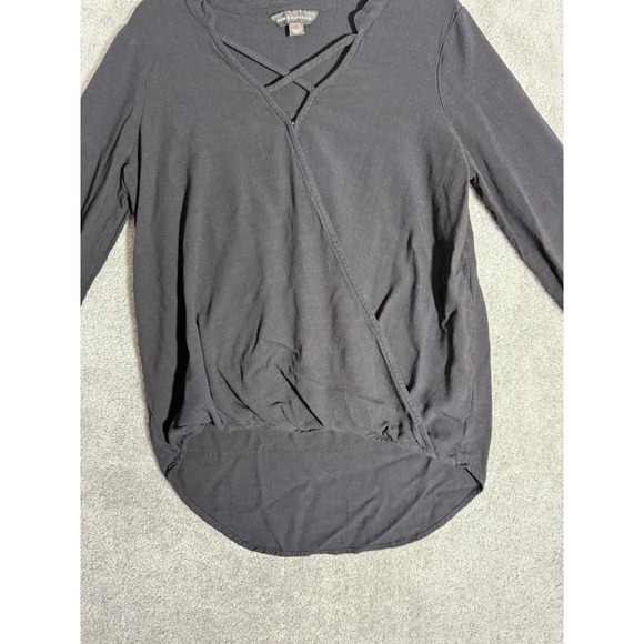 Rock‎ & Republic Womens Wrap Top Black Long Sleeve V Neck Medium - Picture 3 of 4